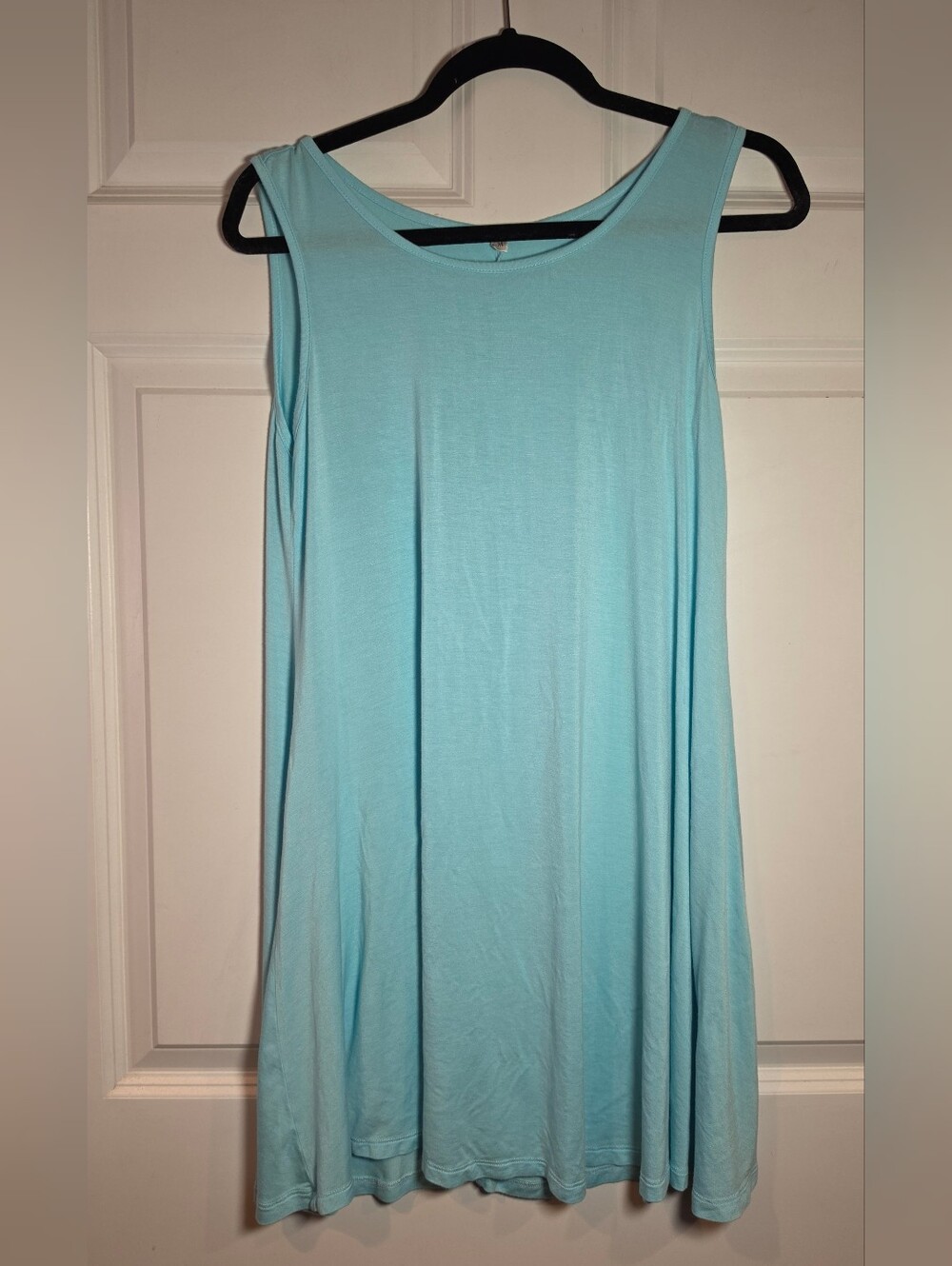 Light Blue Sleeveless Long Swing Tunic Tank Top M